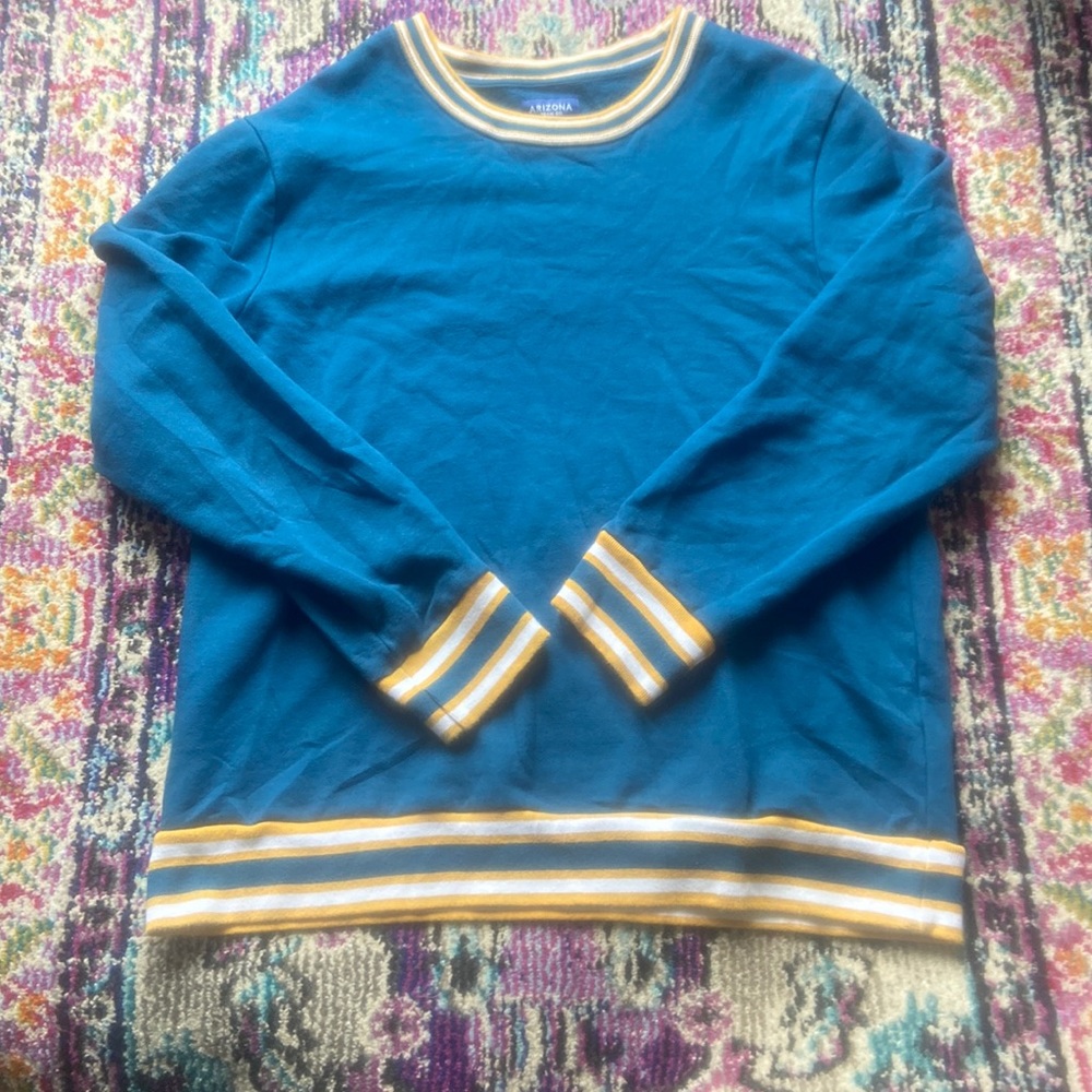 Arizona Jean co blue varsity striped crew neck